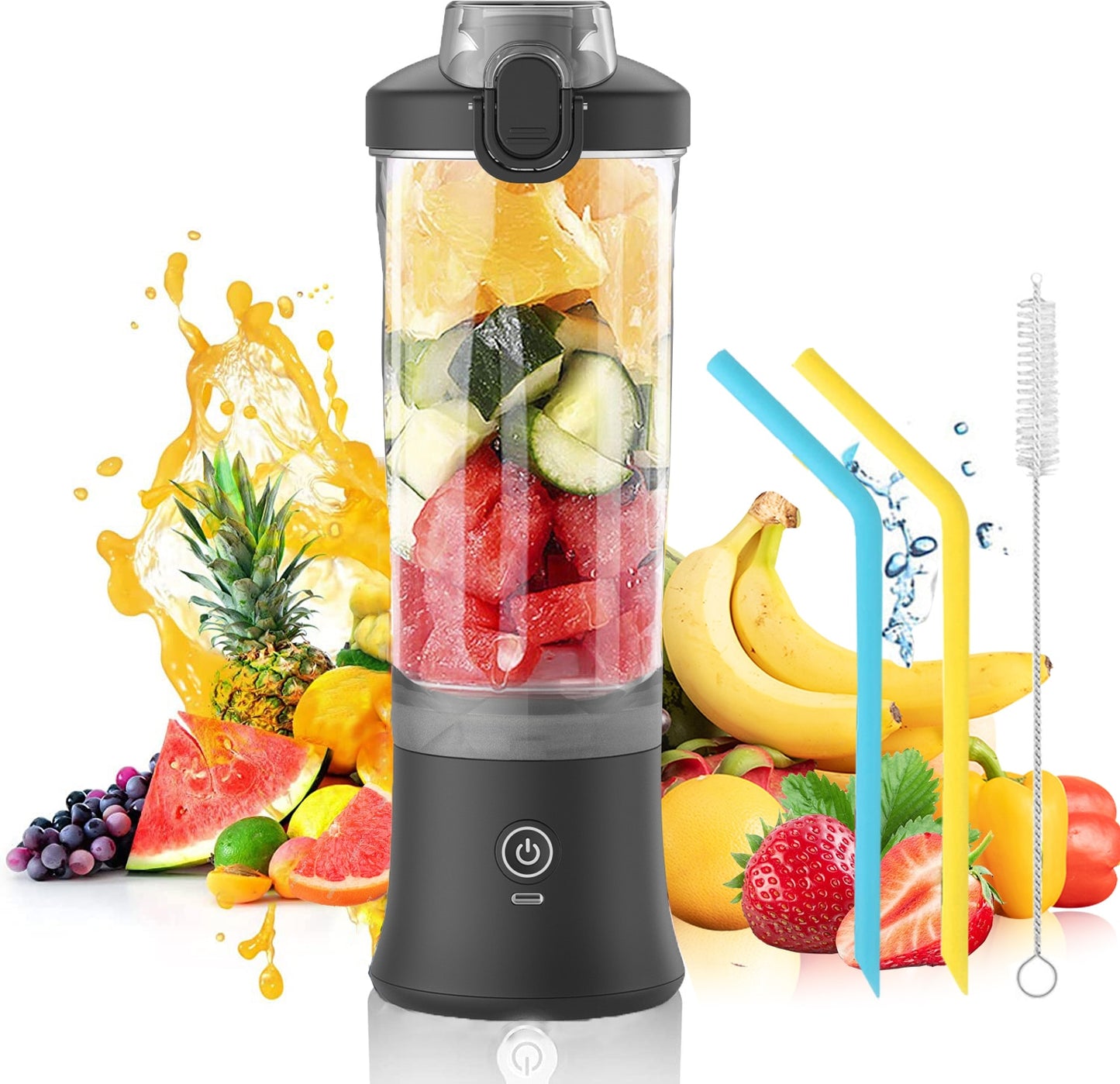 Portable Blender 600ML Electric Juicer Fruit Mixers 4000mAh USB Rechargeable Smoothie Mini Blender Personal Juicer colorful Cup