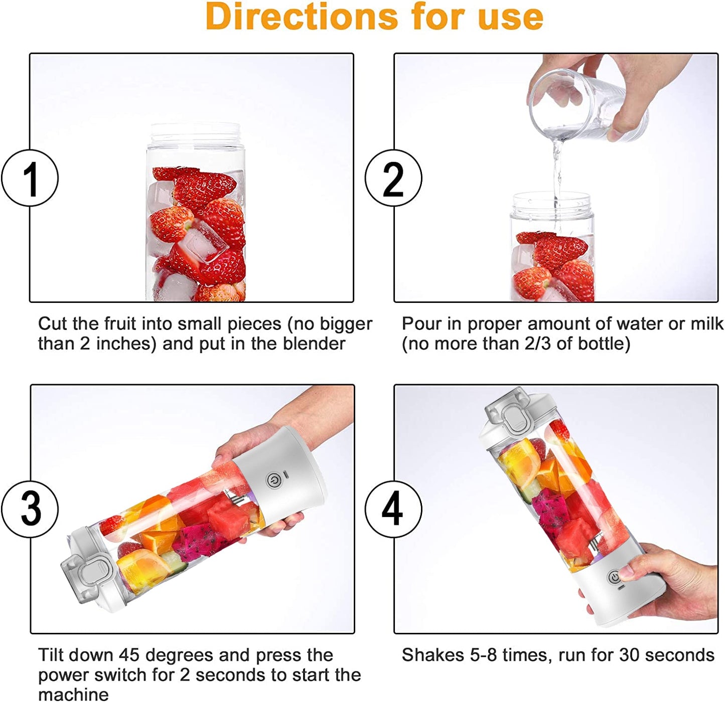Portable Blender 600ML Electric Juicer Fruit Mixers 4000mAh USB Rechargeable Smoothie Mini Blender Personal Juicer colorful Cup