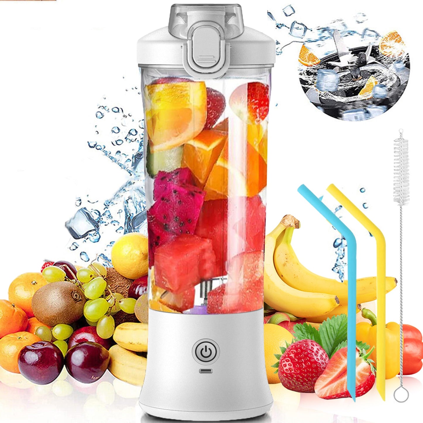 Portable Blender 600ML Electric Juicer Fruit Mixers 4000mAh USB Rechargeable Smoothie Mini Blender Personal Juicer colorful Cup