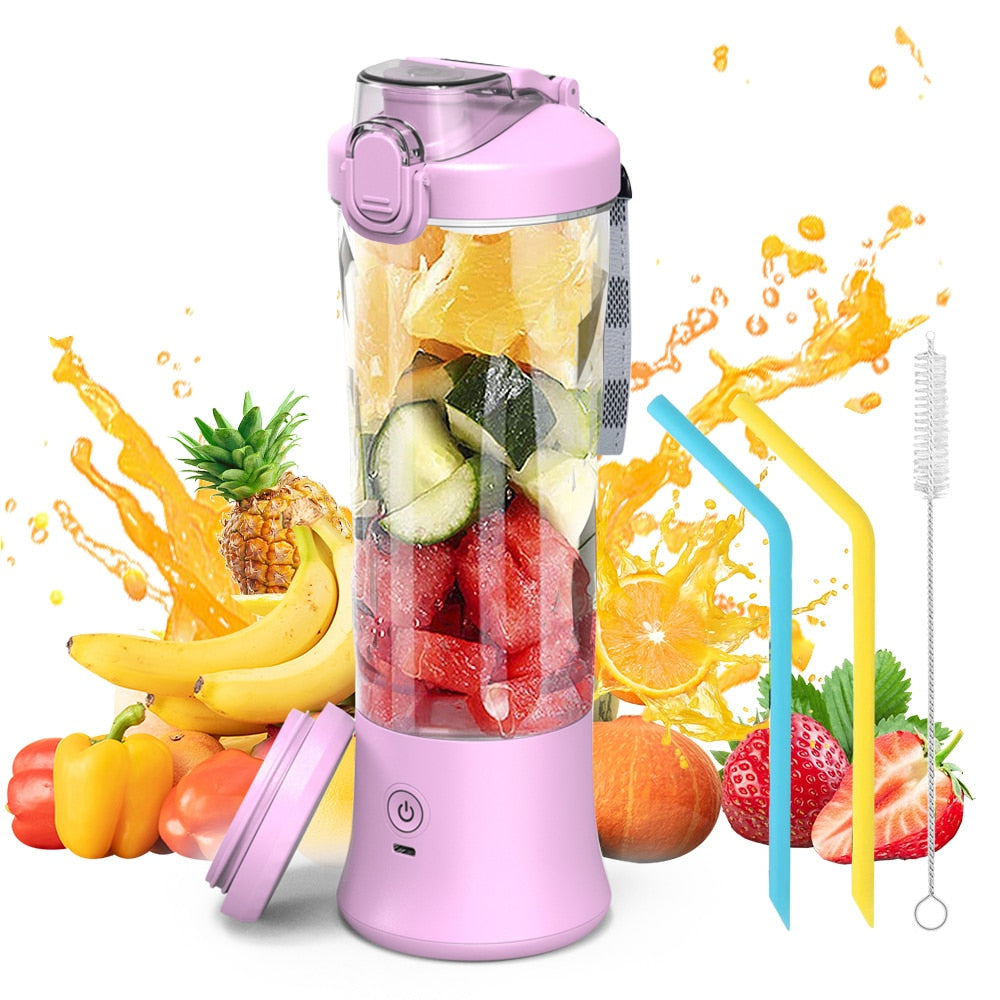 Portable Blender 600ML Electric Juicer Fruit Mixers 4000mAh USB Rechargeable Smoothie Mini Blender Personal Juicer colorful Cup