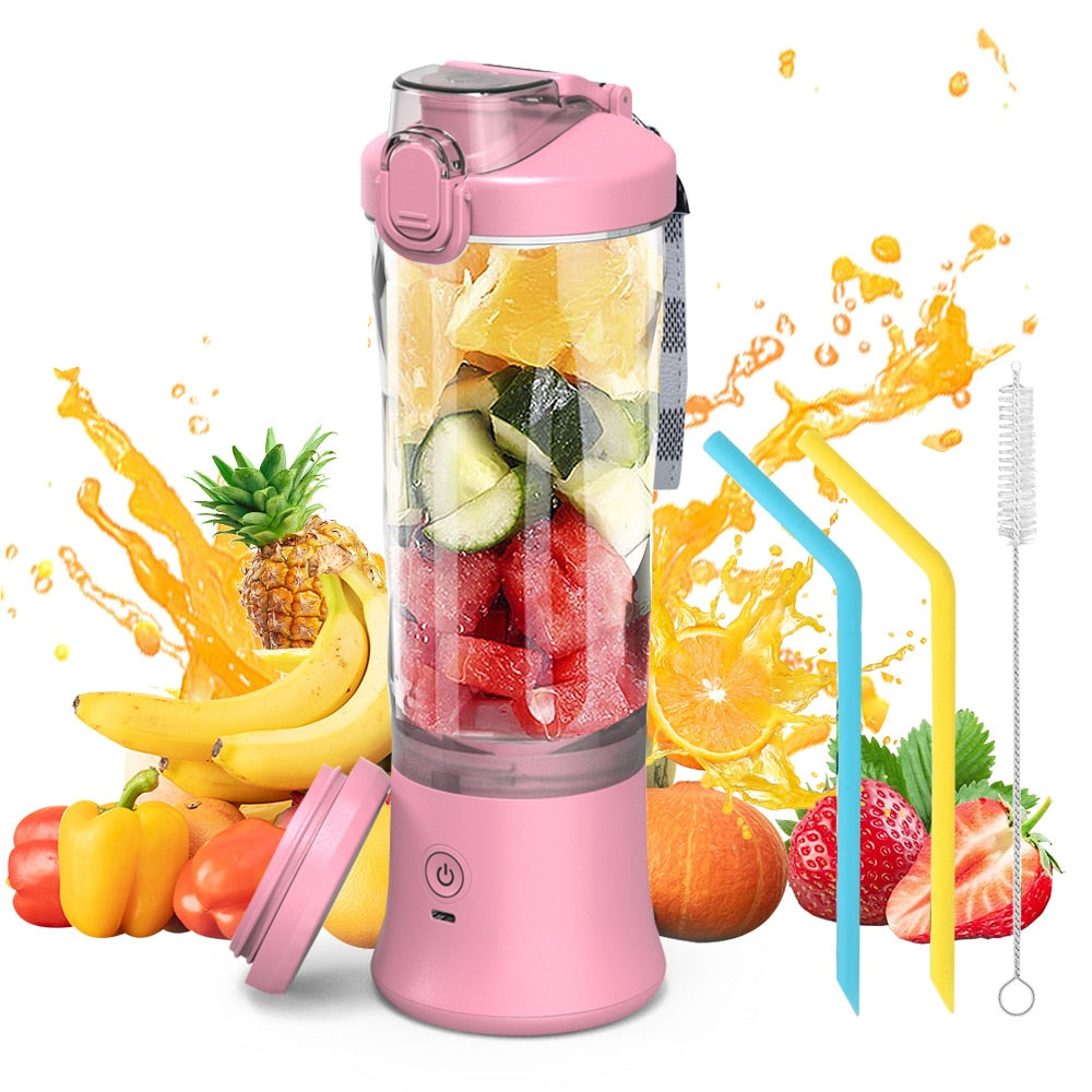 Portable Blender 600ML Electric Juicer Fruit Mixers 4000mAh USB Rechargeable Smoothie Mini Blender Personal Juicer colorful Cup