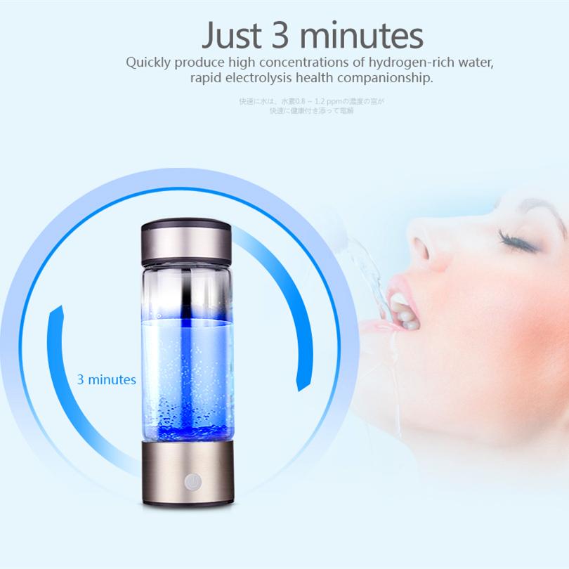 3mins 420ML Portable Water Ionizer Bottle Rechargeable Negative Ion Water Cup Hydrogens-rich Water Cup Water Generator Alkaline