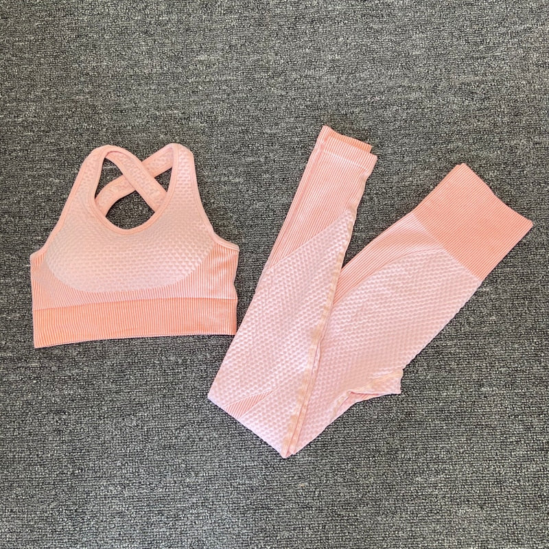 2/3PCS Seamless Women Yoga Set Workout Sportswear Gym Clothing Fitness Long Sleeve Crop Top High Waist Leggings Sports Suits