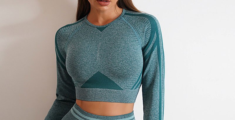 Seamless Gym Clothes Women Fitness Leggings Sport Long Sleeve Yoga Set Running Workout Sportswear High Waist Legging Outfit Wear