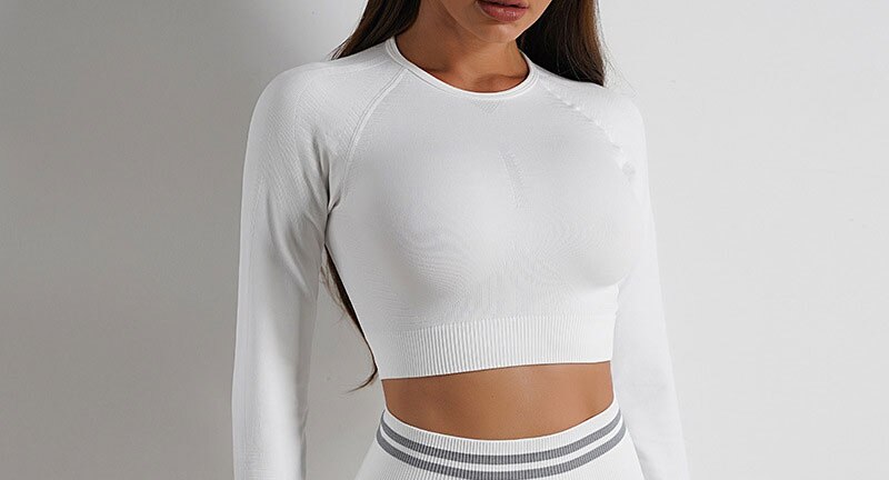 Seamless Gym Clothes Women Fitness Leggings Sport Long Sleeve Yoga Set Running Workout Sportswear High Waist Legging Outfit Wear