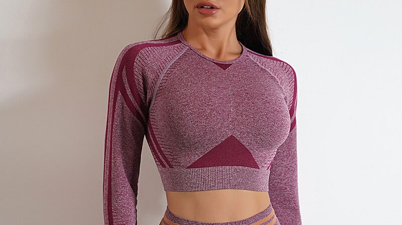Seamless Gym Clothes Women Fitness Leggings Sport Long Sleeve Yoga Set Running Workout Sportswear High Waist Legging Outfit Wear