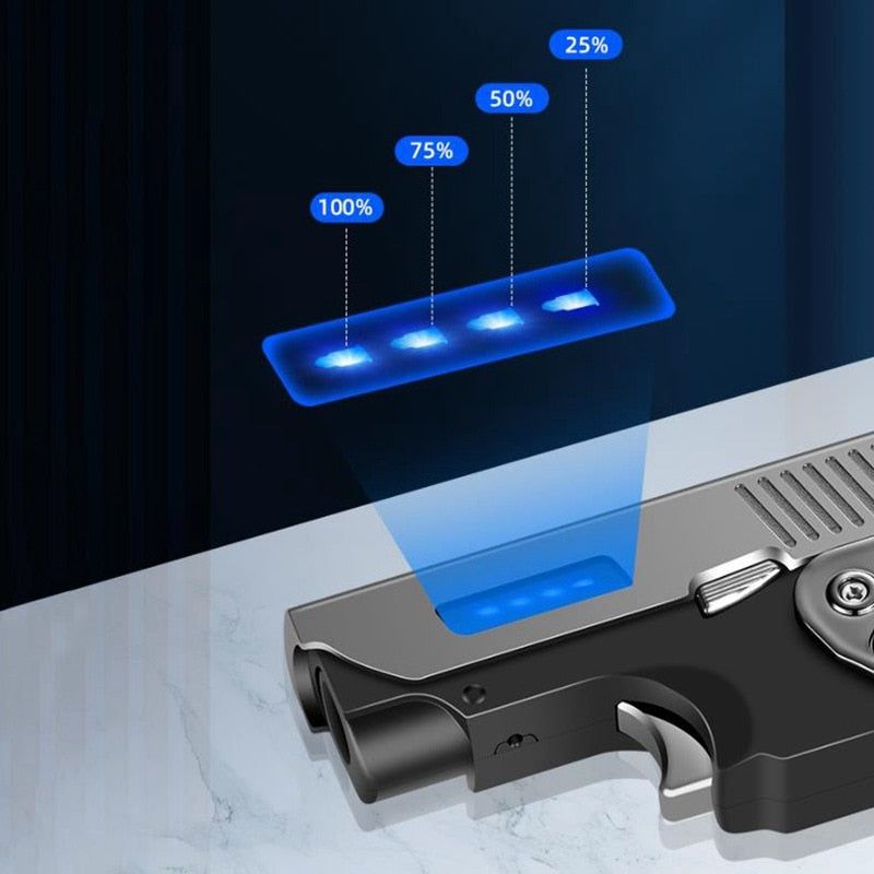 Jet Gas Torch Gun Lighter Pistol Metal Creative Folding Electric Plasma Butane Flame Windproof Rechargeable Usb Dual Arc Lighter