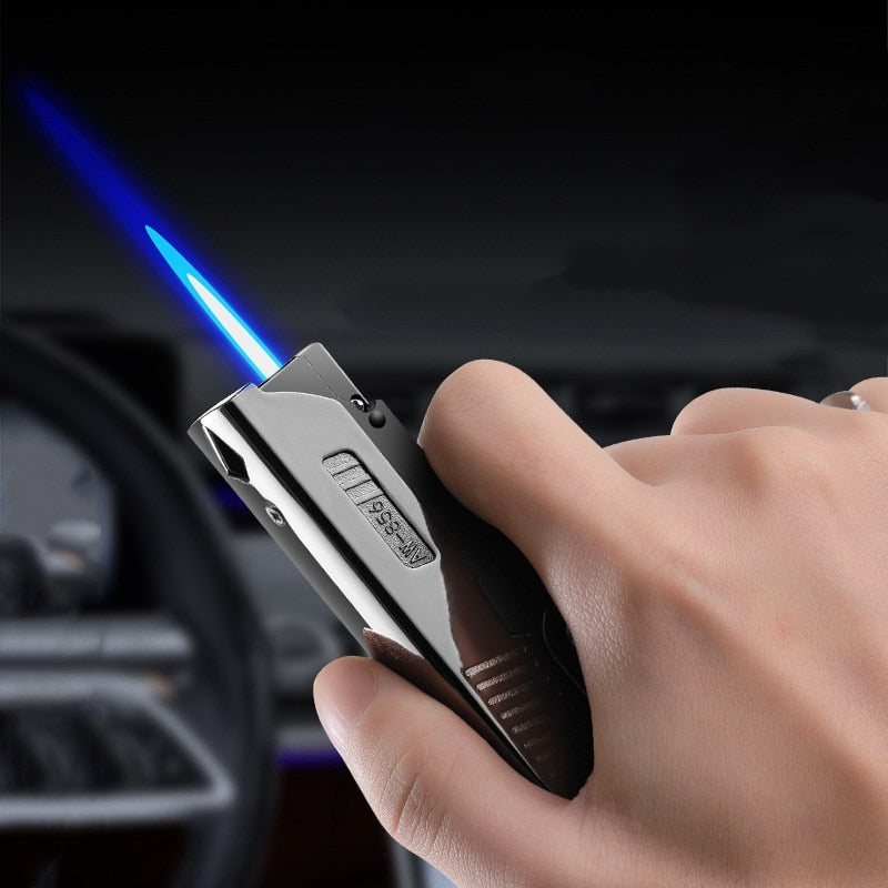 Jet Gas Torch Gun Lighter Pistol Metal Creative Folding Electric Plasma Butane Flame Windproof Rechargeable Usb Dual Arc Lighter