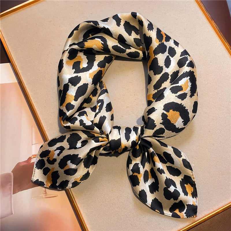 2022 Popular Print Silk Feeling Square Scarf 70cm Spring Neckerchief Shawl Wrap Hijab Female Hair Hand  Wrist Foulard Bandana